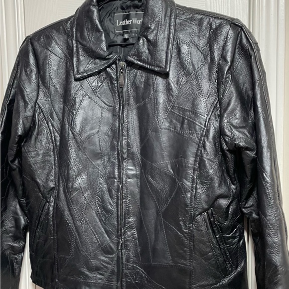 Genuine Leather patchwork Jacket PTP 19.5” - Picture 3 of 17